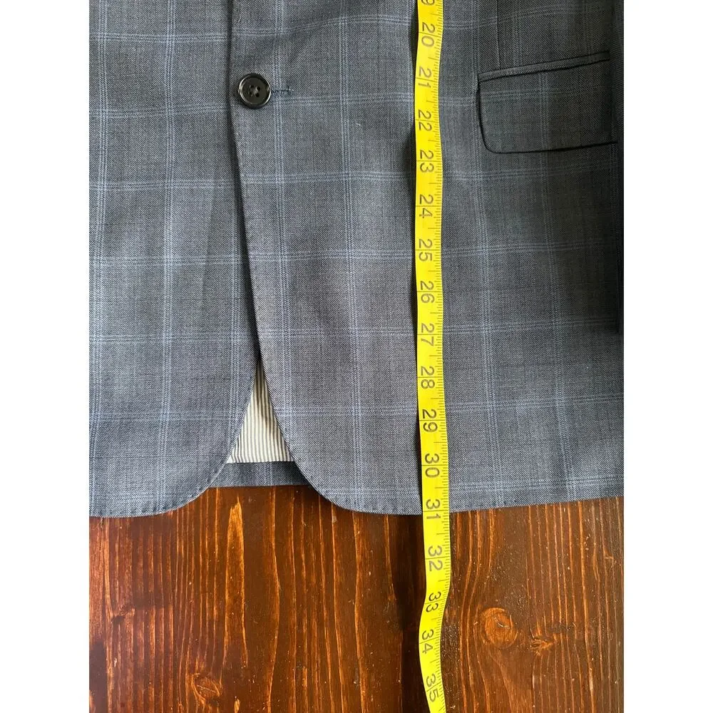 Brooks Brothers Explorer Regent Fit 43R Blue Windowpane Plaid Sports Coat Blazer